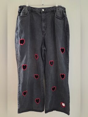 Black Heart Peakaboo Wide-Leg Jeans